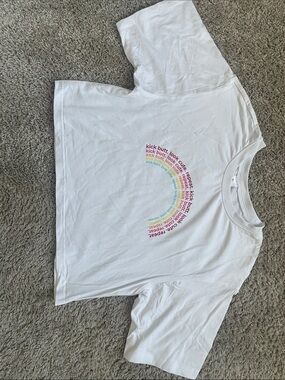 Fabletics White Graphic cropped tee Rainbow shirt